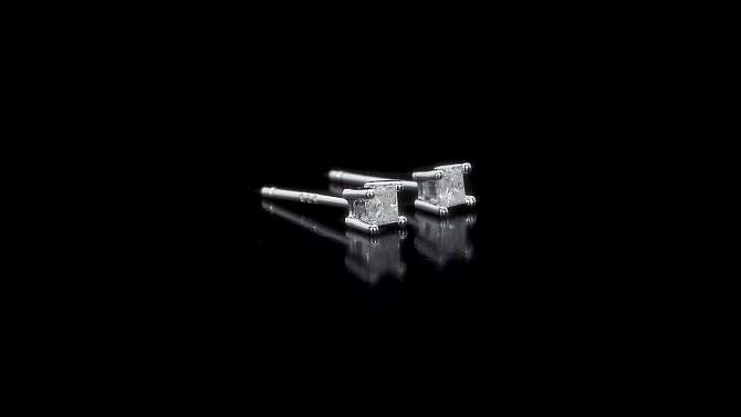 1/6 CT. T.W. Princess Cut Diamond Stud Earrings in Sterling Silver - White, 2 of 4, play video