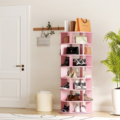 Aheaplus 7-Tier Shoe Rack, 28-32 Pair Rotating Shoe Rack Tower