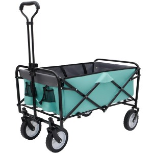 VYNXARIA Collapsible Foldable Wagon Cart with strapping system Beach Wagon Utility Cart Utility Wagon Grocery Cart,Blue - 1 of 4