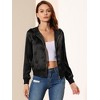 INSPIRE CHIC Women's Casual Zipper Front Satin Lightweight Bomber Jacket - 3 of 4