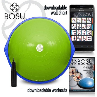 Bosu 72-10850 Home Gym Equipment The Original Balance Trainer 65 cm Diameter, Green and Blue