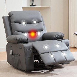 Recliner Chair Nursery, Manual Reclining Rocking Chair, 360 Swivel Glider with Cup Holder, Massage and Heat Recliner, Indoor Single Sofa Chairs - 1 of 4