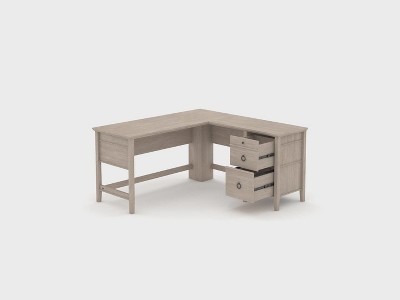 Cascade Oak L-Shaped Executive Computer Desk with Drawers