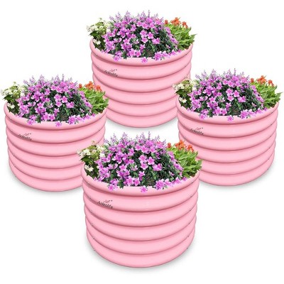 JUJABU 4-Pack Kids Raised Garden Beds – 24"x24"x18" Round Galvanized Planters for Veggies & Flowers