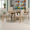 5-Piece Farmhouse Dining Set, Round Extendable Table with 4 Upholstered Chairs, Rustic Wood Dining Set for Kitchen and Dining Room - 2 of 4