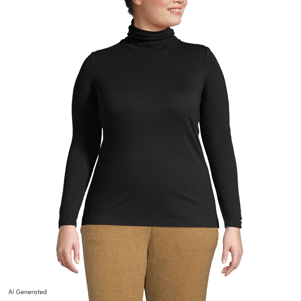 Lands' End Women's Supima Cotton Fitted Long Sleeve Turtleneck