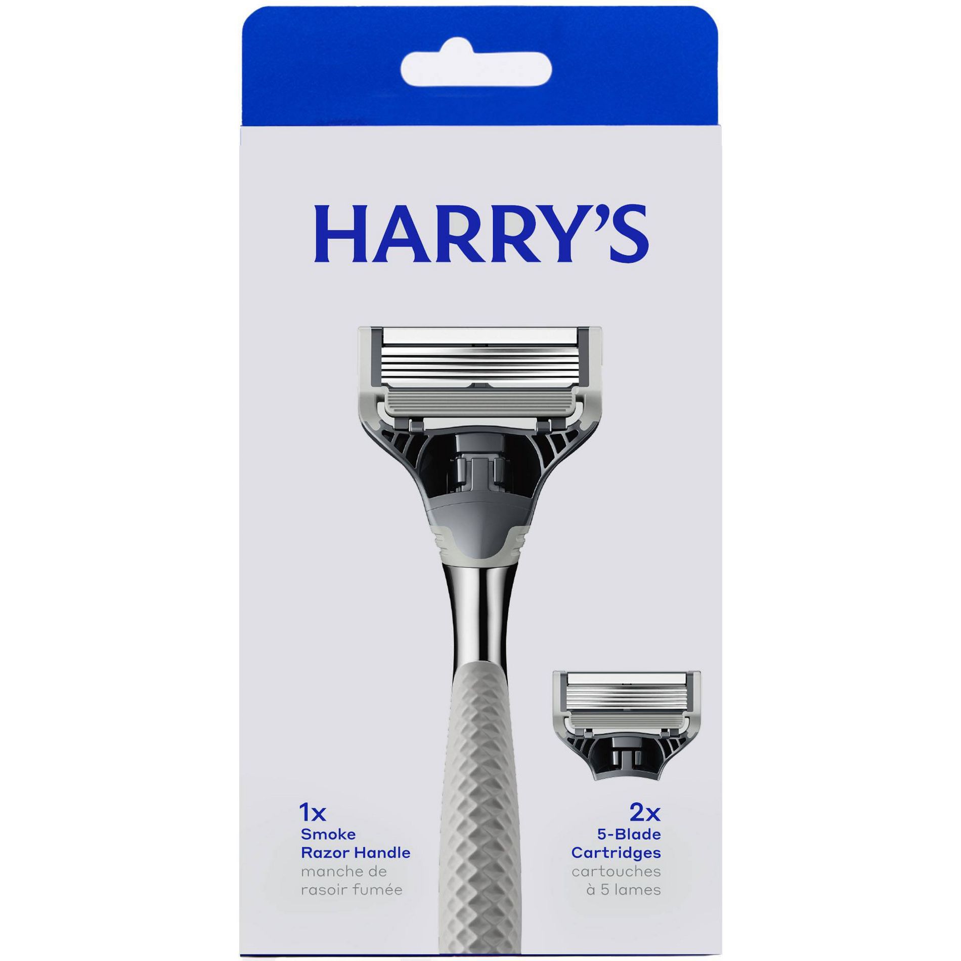 Harry's Original Razor Handle for Men with 2 Razor Blade Cartridges - Chrome: 5 Blades, Manual, Reusable, Face Use