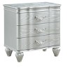 Vynxaria Traditional 3-Drawer Nightstand, Silver Wood Build, Metal Drawer Pulls, Part of 5-Piece Set (Upholstered Headboard/Dresser/Mirror/Tall Chest) - 2 of 4