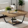 Hommoo 31.5" Square Coffee Table with Storage Shelf – Modern Two-Tier Cocktail Center - 3 of 4