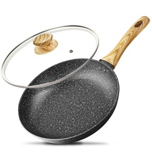 MICHELANGELO 8 Inch Nonstick Frying Pan with Lid, Non Stick Frying Pan with Non-Toxic Coating, Small Skillet with Lid, Granite Pan for All Cooktops - 1 of 4