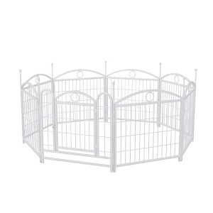 SEVOBAL Pet Crates and Houses 8 Panel Metal Dog Playpen with Doors for Indoor Outdoor Yard Living Room, White, 48.4"*48.4"*24.2" - 1 of 4