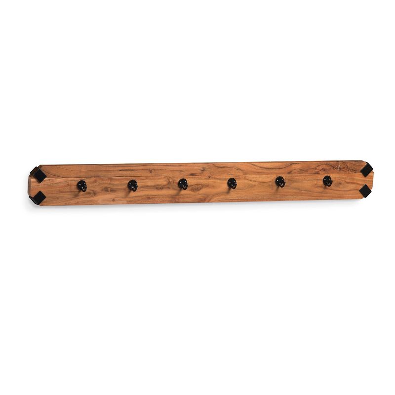 48" Ryegate Live Edge Wood Bench with Coat Hooks Set Natural - Alaterre Furniture, 4 of 7