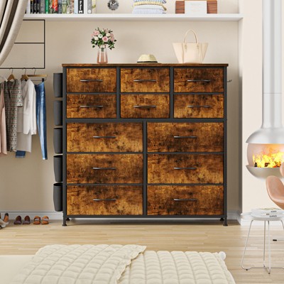 12-Drawer Bedroom Dresser with Side Pockets – Fabric Chest Organizer for Storage