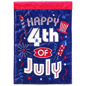 Magnolia Garden Happy 4th of July 13 x 19 Blue Polyester Outdoor Hanging Flag - 1 of 2