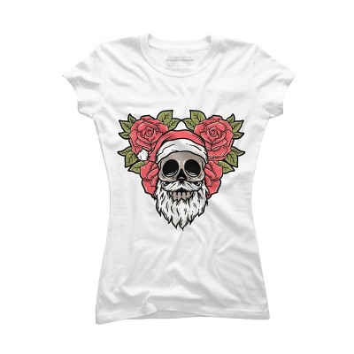 Junior's Design By Humans Christmas with flowers Illustration By rukurustudio T-Shirt