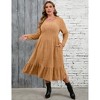 Women's Plus Size Ribbed Crew Neck Dress with Pockets: Casual Comfort for Daily Wear Dress - 3 of 4