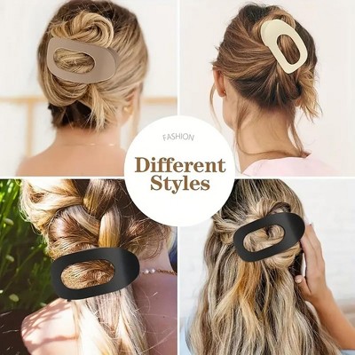 Aghana Digitals 4-Piece Large Flat Round Matte Claw Clips with Strong Grip, Comfortable Curved