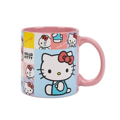 Hello Kitty Character Squares 16 Oz Pink Ceramic Mug