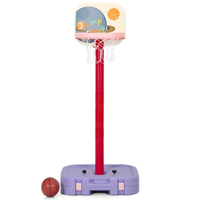 Safstar Portable 2 in 1 Kids Basketball Hoop Stand w/ Ring Toss & Storage Box Purple