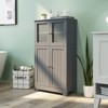 Tangkula Bathroom Storage Cabinet Freestanding Storage Cabinet w/ 4 Doors Wooden Kitchen Cupboard w/ Adjustable Shelf - 3 of 4