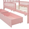 Lyngins Twin Size Wood Platform Bed Frame with Headboard, Bed with Guardrails on Both Sides & 2 Storage Drawers, Space-Saving Storage Bed - 4 of 4