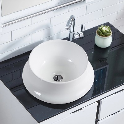 ONWITH Vessel Bathroom Sink Basin in White Ceramic