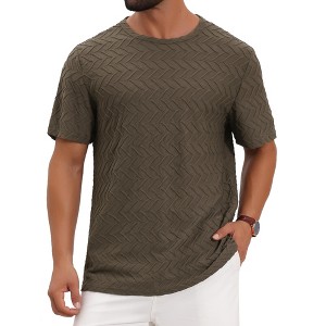 INSPIRE CHIC Men's Short Sleeve Crew Neck Summer Casual Jacquard Knitted T-Shirts - 1 of 4