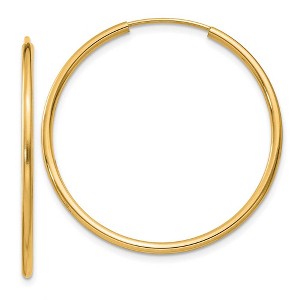 Black Bow Jewelry 1.5mm x 30mm 14k Yellow Gold Polished Round Endless Hoop Earrings - 1 of 4