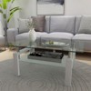 FONTOI Coffee Table with Tempered Glass, Tea Table, End Table, Square Table for Living Room Bedroom, White&Transparent, 23.62"*17.7"*39.37" - 2 of 4