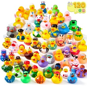 Joyfy 120 Pcs Rubber Ducks, Mini Rubber Duckie Toys with Bag for Kids Baby Bath Shower Toys, Birthday Gifts, Summer Beach Pool Activity, Party Favors - 1 of 4
