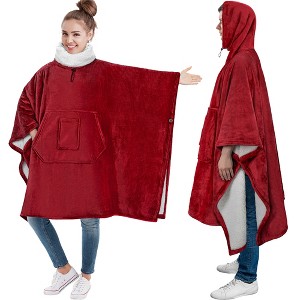 PAVILIA Wearable Blanket Women Men, Oversized Hoodie Sweatshirt Sweater Neck Warmer, Fleece Soft Hug Sleep Pod - 1 of 4