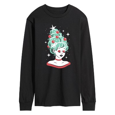 Men's - Instant Message - Vintage Christmas Tree Woman Long Sleeve Graphic T-Shirt