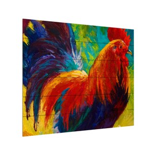 Trademark Fine Art -Marion Rose 'Hot Shot Rooster' Wood Slat Art - 1 of 4