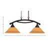 Toltec Lighting Bow 2 - Light Island Pendant Light in  Dark Granite with 12" Cayenne Linen Shade - 2 of 2