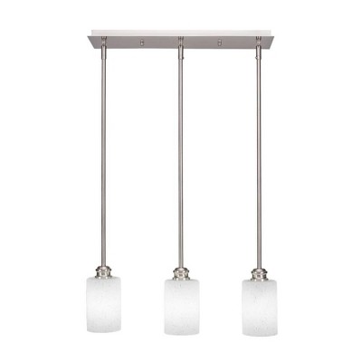 Toltec Lighting Edge 3 - Light Chandelier in  Brushed Nickel with 4" White Muslin Shade