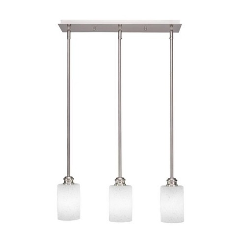 Toltec Lighting Edge 3 - Light Chandelier in  Brushed Nickel with 4" White Muslin Shade - image 1 of 1