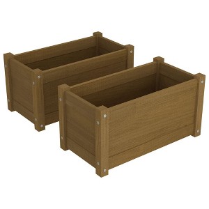 vidaXL 2-Piece Solid Pine Wood Garden Planters Set, 23.6"x12.2"x12.2", for Outdoor Use, Honey Brown, Easy Assembly Required, Rectangular Design - 1 of 4