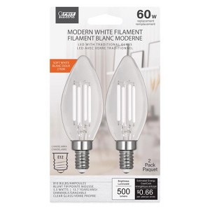 Feit Electric BA10 E12 (Candelabra) Filament LED Bulb Soft White 60 Watt Equivalence 2 pk - 1 of 1