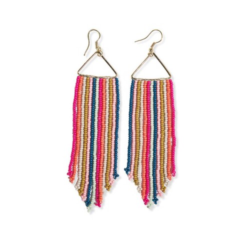 INK+ALLOY Brooke Split Diamond Beaded Fringe Earrings