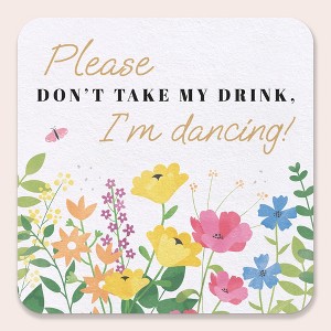 Big Dot of Happiness 25 Ct Wildflowers Please Don't Take My Drink I'm Dancing Coasters, 4-Inch Disposable Square Paper Coasters for Boho Floral - 1 of 4
