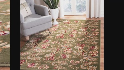 Elegant Blue Floral Hand-Knotted 39" Synthetic Area Rug