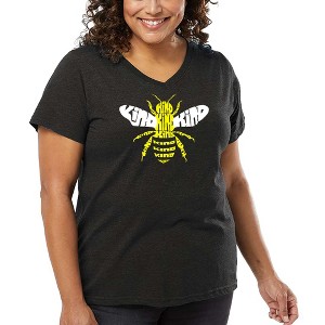 LA Pop Art Women's Word Art V-Neck - Bee Kind - 1 of 4