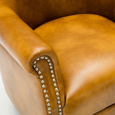 Traditional Holly Red Leather Gel Club Chair with Wood Accents