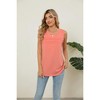Women's Sleeveless Ruffle Detail T-Shirt | Round Neck Casual Solid Top for Women - 4 of 4