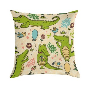 Happy Party With Dancing Crocodiles Pillow Covers 18x18 Decorative Throw Pillows Soft Square Cushion Covers for Couch Sofa Bedroom - 1 of 1
