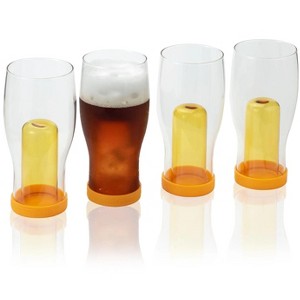 Slickblue Stylish Beer Glasses - with Ice Chamber, Set of 4, Clear/Amber - 1 of 4