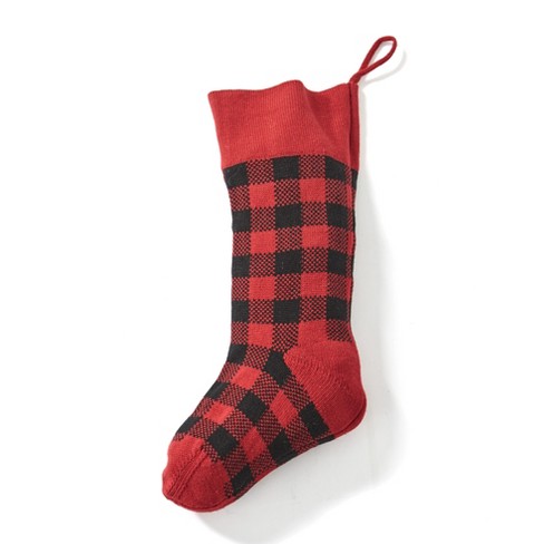 Lakeside Knit Christmas Stockings - Buffalo Checker Farmhouse Holiday Décor - image 1 of 2