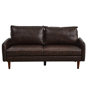 Modern Sofa Leather Couch with Wooden Legs for Living Room Office - 1 of 4