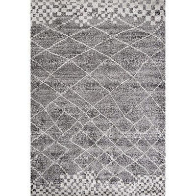 Modern Moroccan Diamond 4'x6' Area Rug in Gray - Easy Care & Stain-Resistant
