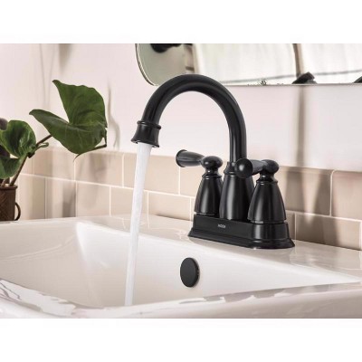 Matte Black High Arc Double Handle Centerset Bathroom Faucet